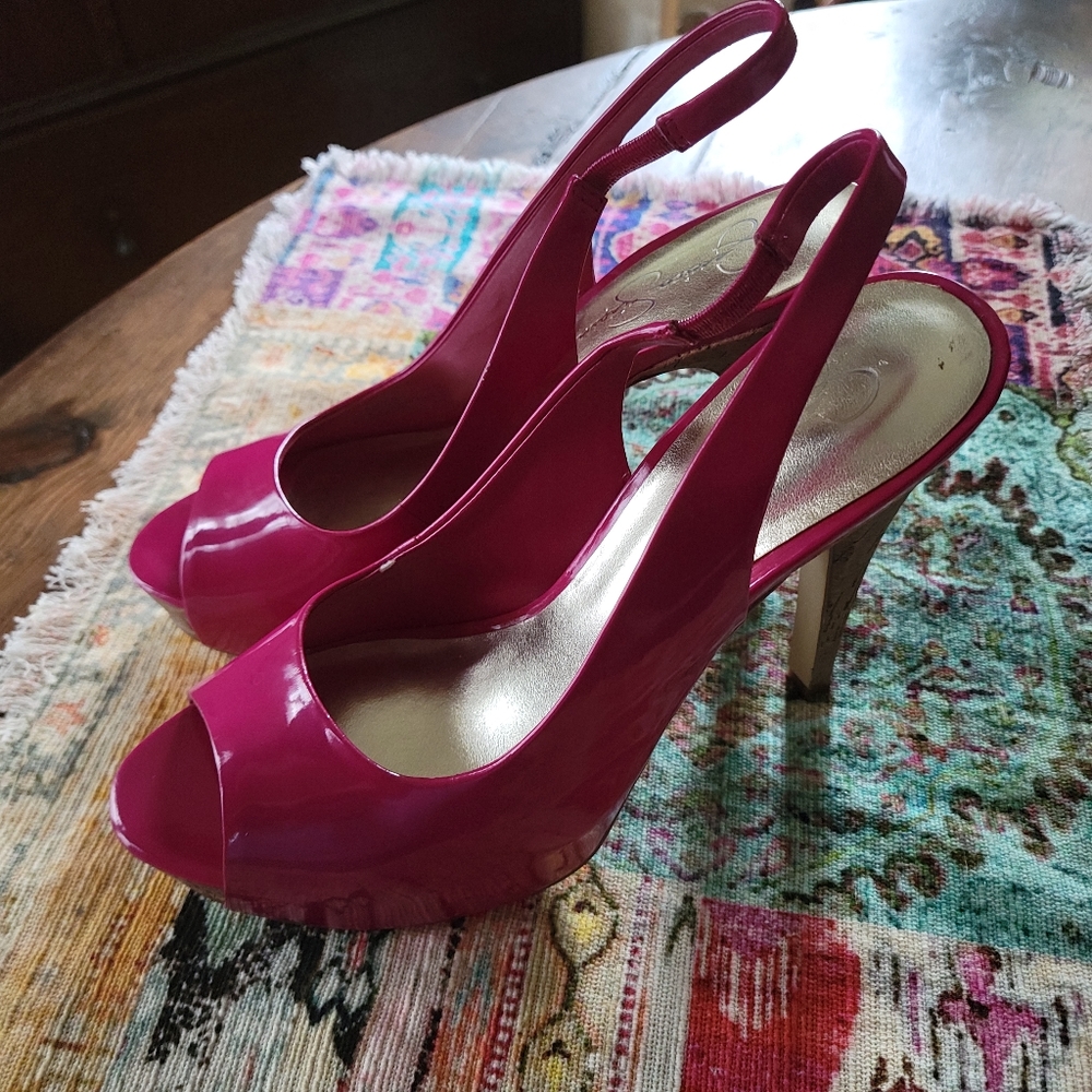 JESSICA SIMPSON SIZE 8.5 SLING BACK CORK HEEL